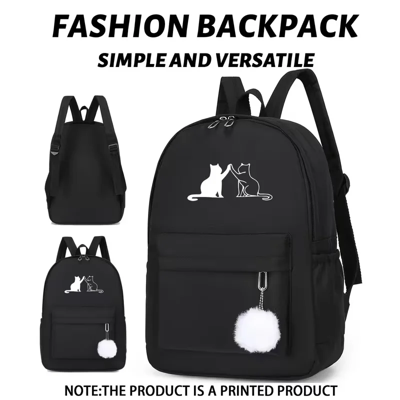 This large-capacity, casual, and versatile backpack is perfect for back-to-school season. It features a simple black and white c