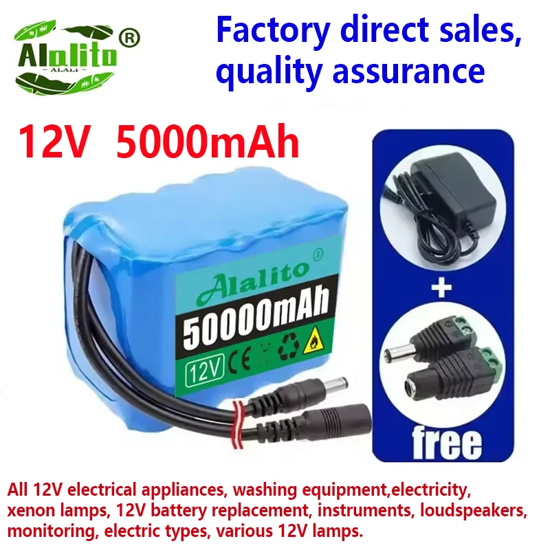 New Portable Super 12V 20Ah Battery Rechargeable Lithium Ion Battery Pack Capacity DC 12.6v 3S2P CCTV Cam Monitor+Charger