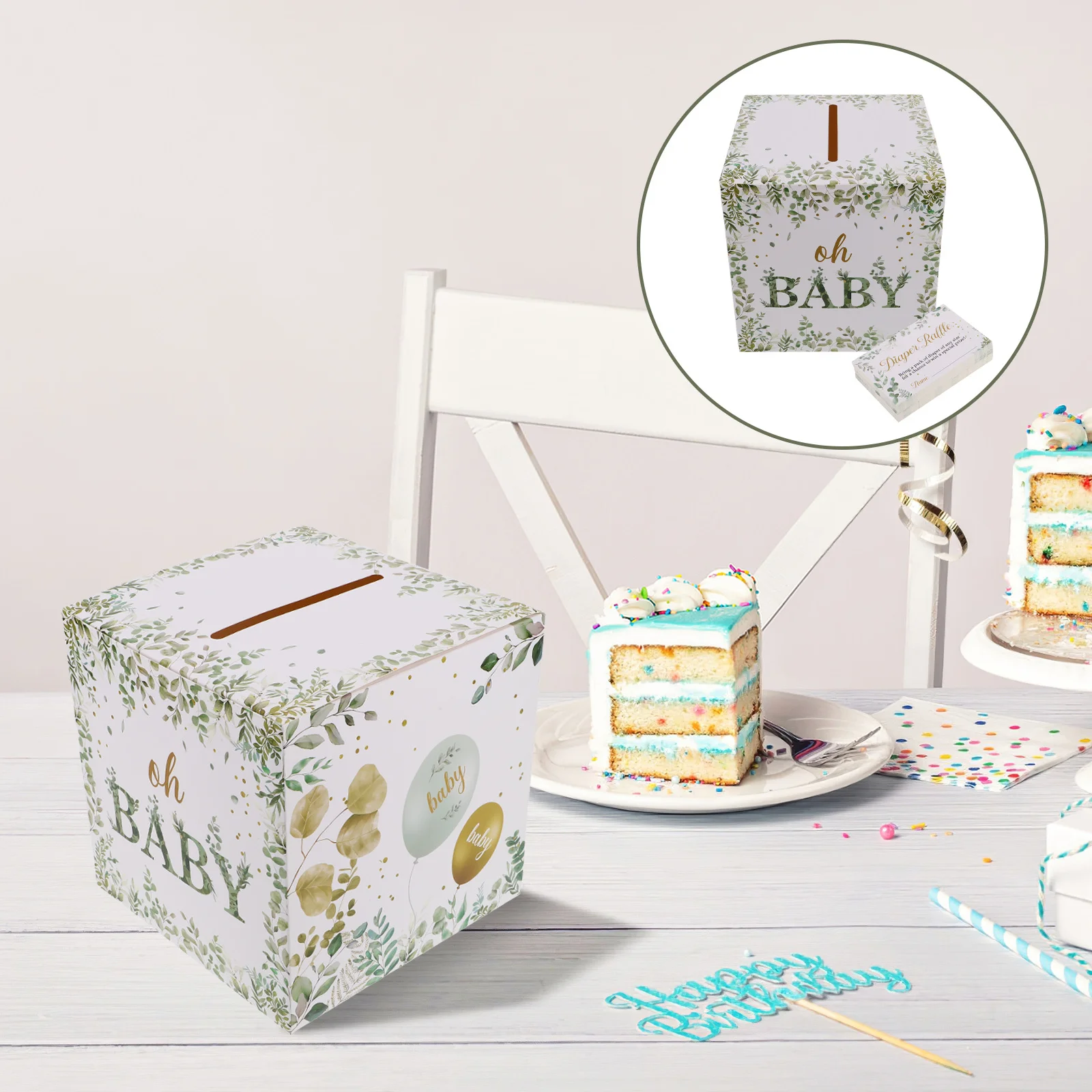 

Diaper Raffle Tickets Baby Shower Game Box Set Unique Design Party Favors Gender Reveal Decoration Floral Centerpiece For