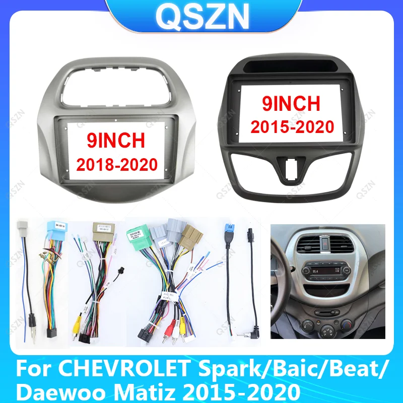 Marco de Radio Android para coche CHEVROLET Spark/Baic/Beat/Daewoo Matiz 2015-20209Fascia Panel estéreo 16PIN arnés cable Canbus Decod