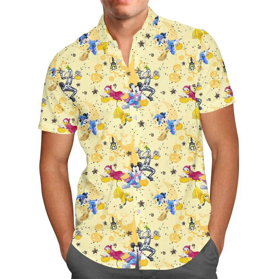 

2024 Disney Halloween Mickey and Friends Fun Halloween Dress Up Hawaiian Men's Shirt