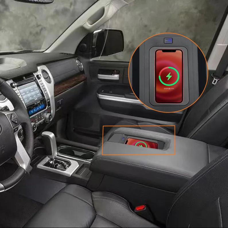 For Toyota Tundra 2014-2021 2nd Generation Car Center Console Fast Charger Modified Wireless Onboard Car Charging Pad Accessory detail image 8