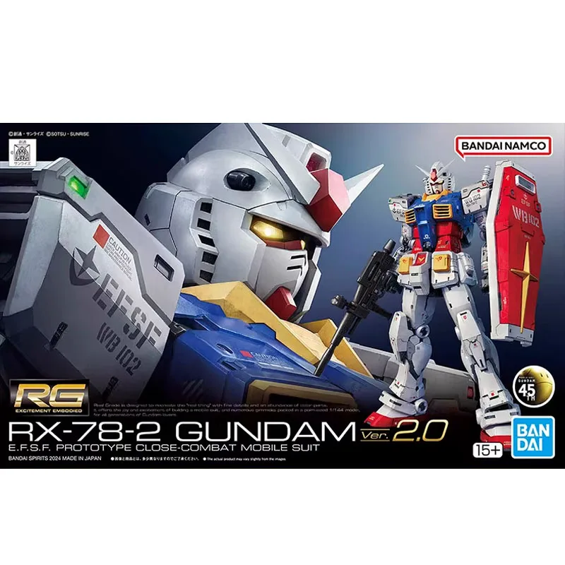반다이 오리지널 건담 RG 1/144 RX-78-2 오리지널 VER 2.0 고세밀 조립 모델 키트 건프라 애니메이션 메카 팬을 위한 선물