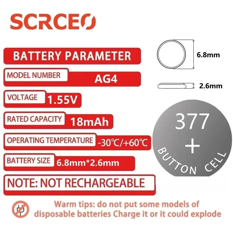 100 قطعة AG4 LR626 1.55 فولت بطارية ساعة قلوية 377 SR626 177 626A 377A CX66W لعبة آلة حاسبة مفتاح السيارة على مدار الساعة خلية زر #2