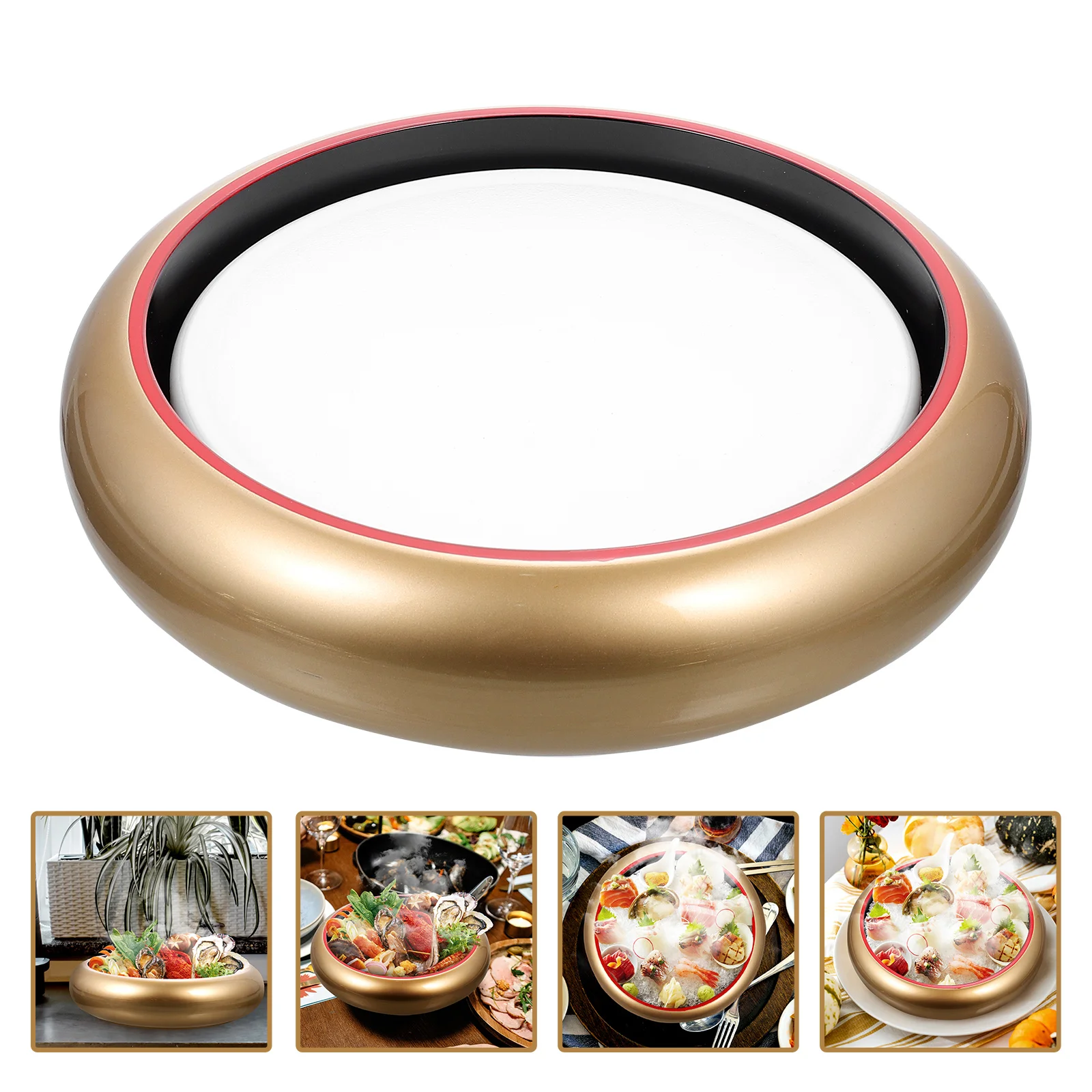 

1 set 1 Set Round Sashimi Plate Ice Decorative Salmon Dish Plastic Sushi Serving Tray Household Japanese Plates Multi-Function