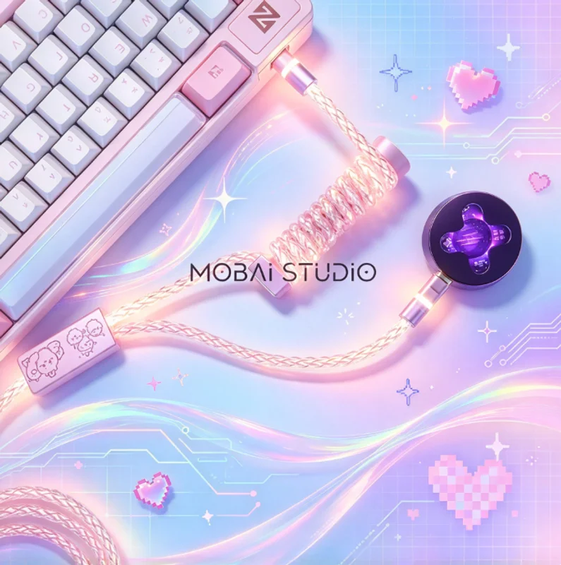 Real 8k Rgb 2-in-1 Magnetic Axis Mechanical Keyboard Cable 1.4m Single Crystal Copper Spiral Aviator Cable High-end Custom Diy