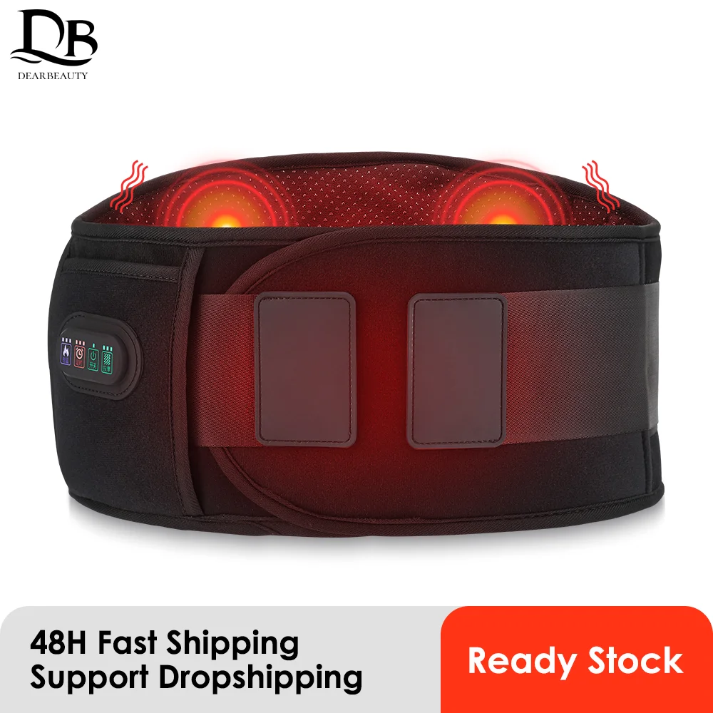 

Electric Heating Waist Massager Belt with 3 Levels Red Light Vibration Hot Compress Back Support Relax Brace for Back Pain Relie