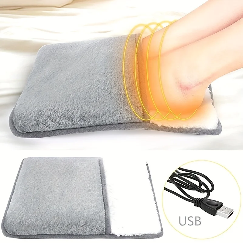 5V Winter Foot Warmer Electric Foot Pad Washable Soft Plush Heater Thickened USB Charging Constant Temperature Home Bedroom