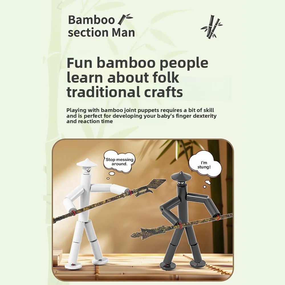 Battle Bamboo Man Battle Spielzeug für zwei Spieler, Eltern-Kind-Spiele, Materialien, Tasche, Battle-Brettspiel, Anti-Stress, handgefertigtes interaktives Spielzeug