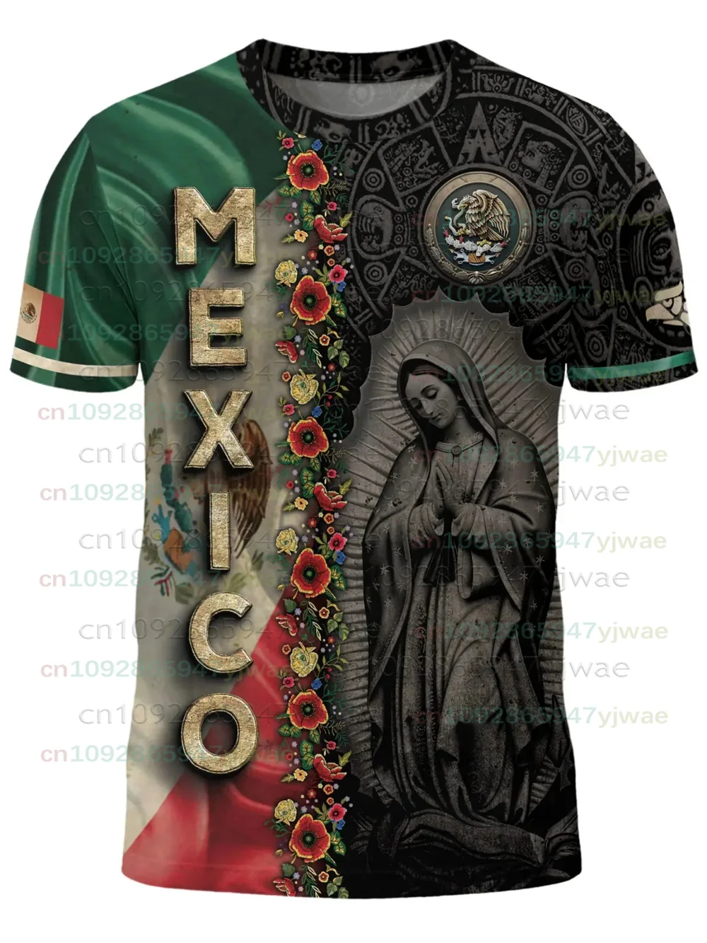2026 Men's/Kids Mexico Flag Eagle Serpent Aztec Heritage Shirt Guadalupe Fitted Casual All Over 3D Print Design Football T-shirt