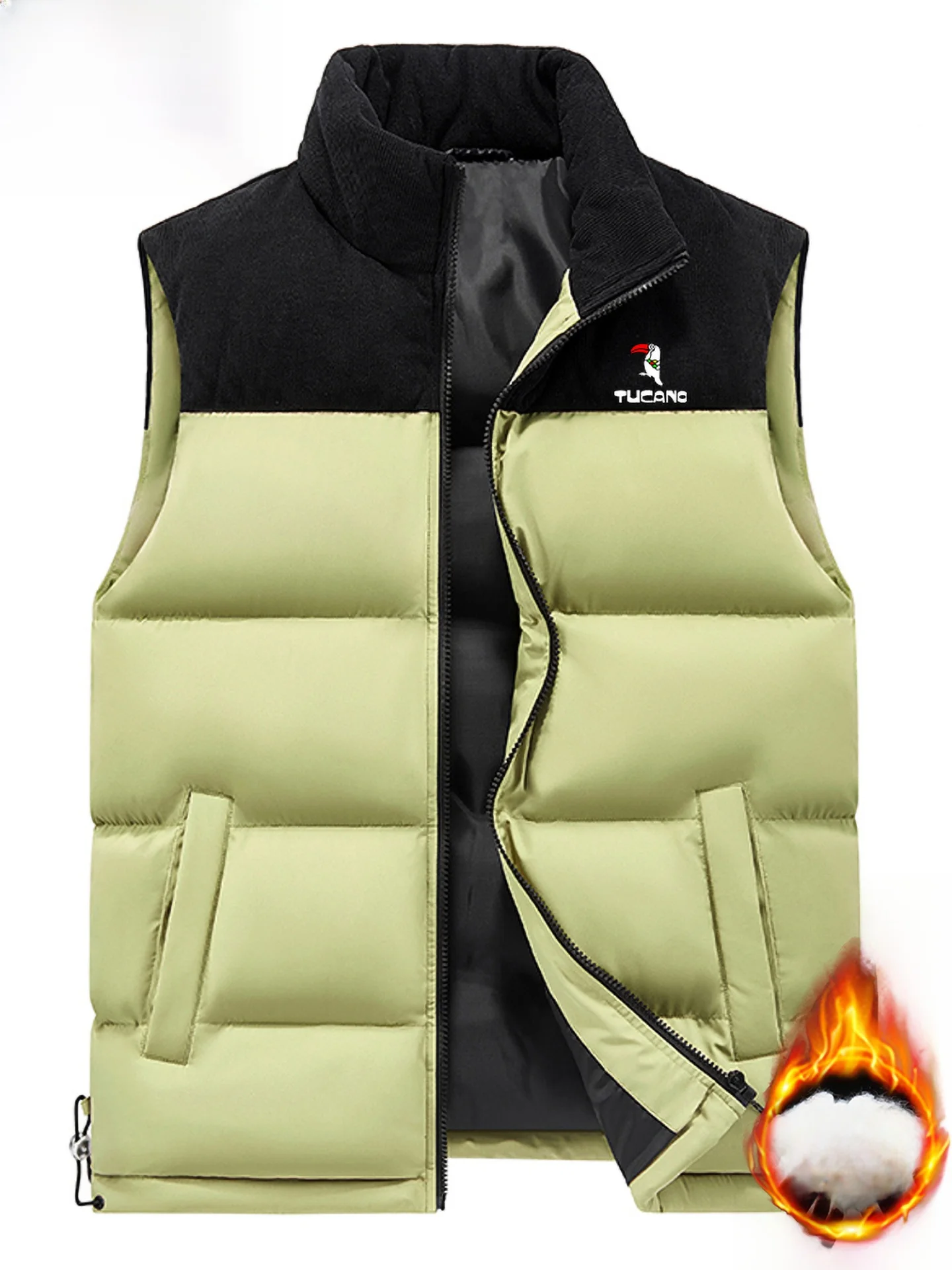 

Теплый мужской пуховый хлопковый жилет, осенне-зимний воротник-стойка, облегающий тюре, внутренняя одежда, накладка на плечо, термоверхняя одежда