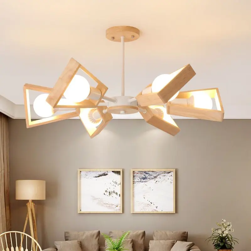 Japanese Nordic Solid Wood LED Pendant Light Creative Bedroom Living Room Dining Room Guesthouse Novelty Home Decor New Energy