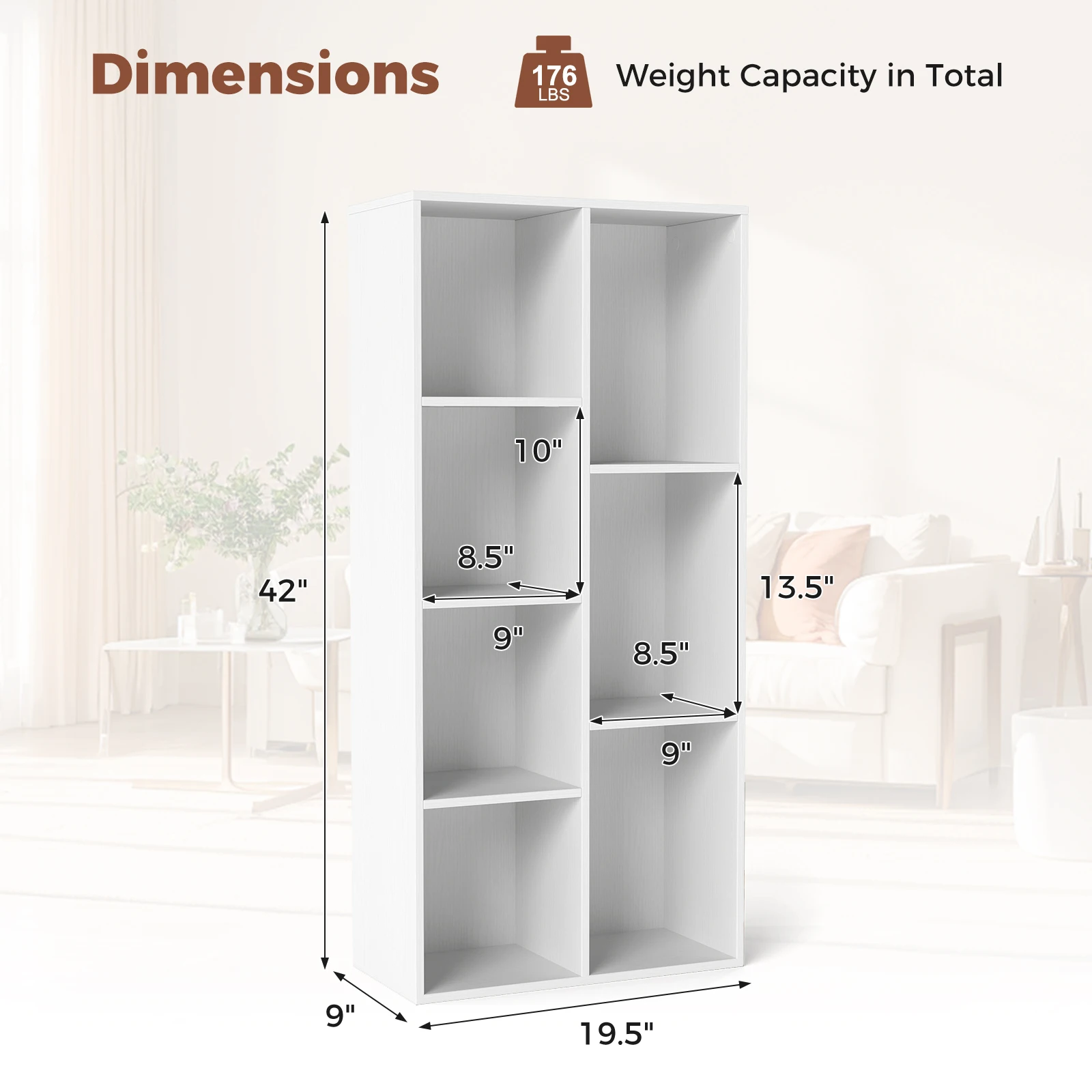 7-Cube Bookcase, Vertical or Horizontal Freestanding Bookshelf w/ 7 Compartments image 6