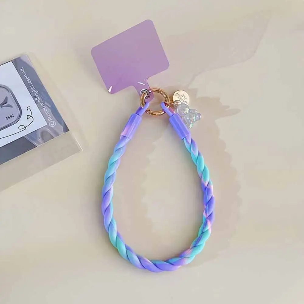 

Anti Loss Phone Charm Wrist Strap Luminous Woven Mobile Phone Bead Chain Cute Colorful Luminous Bear Phone Straps Jewelry