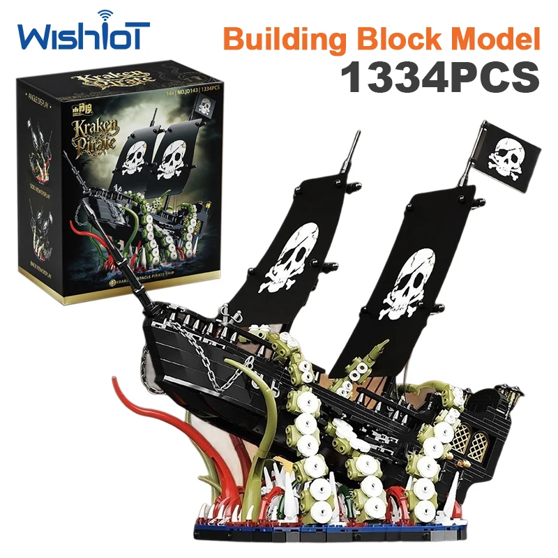 

JD143 1334pcs Pirate Sailing Ship Octopus Model Kit for Building Block Brick Toy DIY Assembly Decoration Components