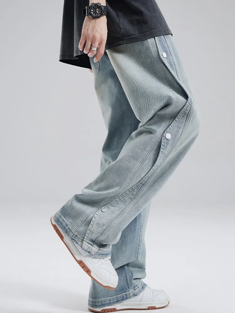 

Мужские летние тонкие джинсы нового американского дизайна, повседневные, прямого кроя, весенне-осенние, широкие, рабочие, длинные брюки, дышащие, влагоотводящие