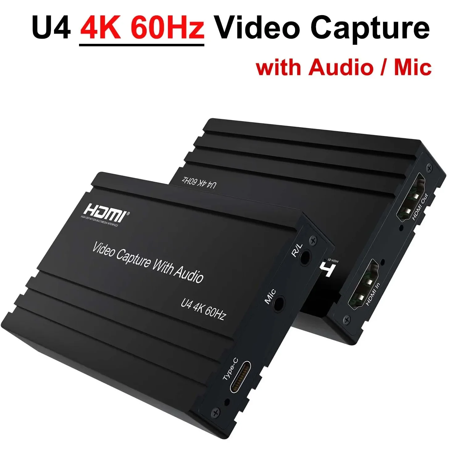 

4Kp60 Video Capture Card HDMI To USB 3.2 Video Grabber Recorder for PS4 Game DVD Camcorder Camera Live Streaming with Audio Mic