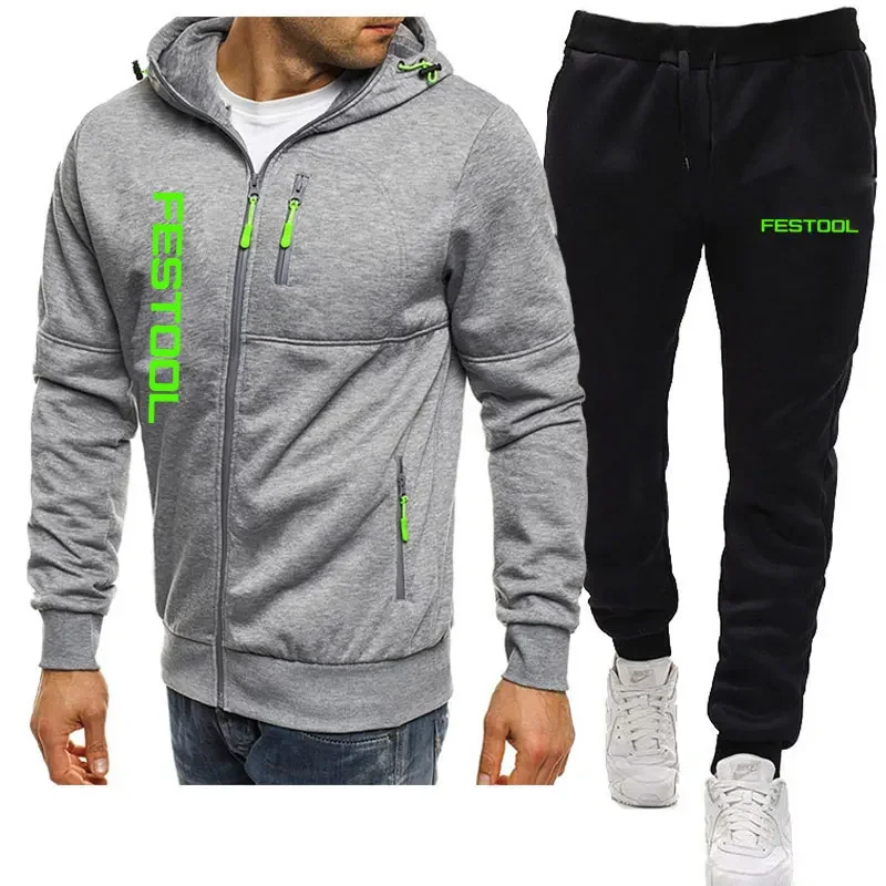 2025 European and American Men's sportswear set, hooded pullover + sportswear pants set, casual jogger sportswear 2-piece set, M