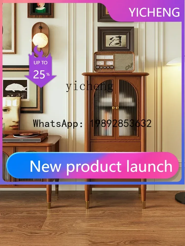 

LYY French retro solid wood TV cabinet side cabinet light luxury household living room high and low cabinet