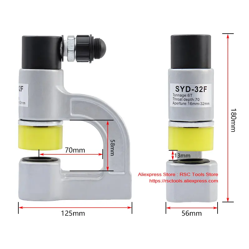 SYD-32F Split type Hydraulic cable bridge hole puncher 6-32mm 2.5mm below 6 tons of output