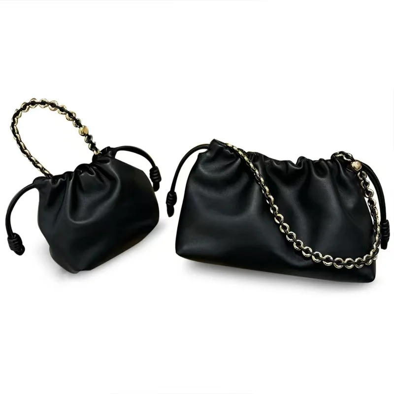 

2024 New Women's Drawstring Cloud Bag Blessing Bag Hobos Bag Real Leather One Shoulder Crossbody Bag Casual Bucket Bag