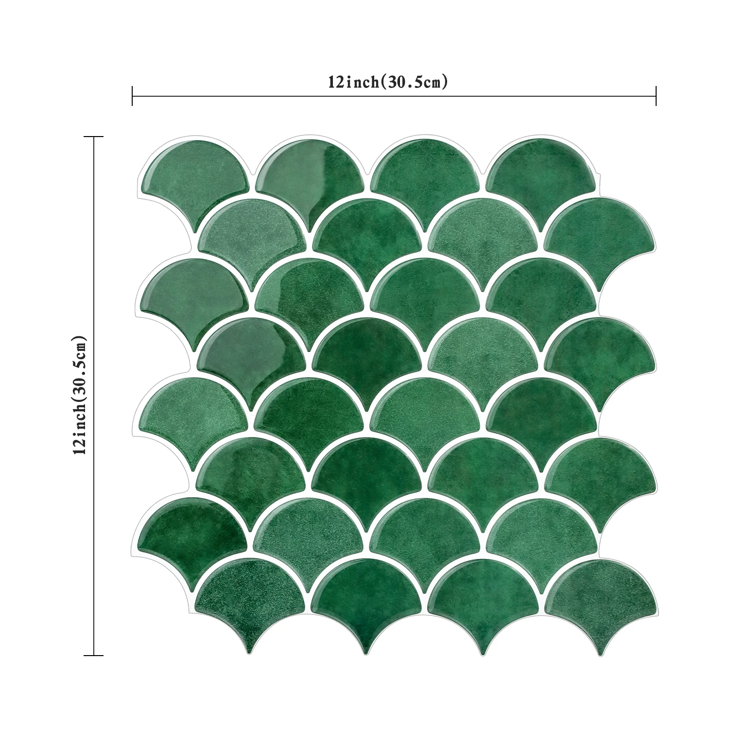 5Sheets（Thickened Design）Fish Scale Peel and Stick Backsplash Tile 12''x12''inch 3D Scallop Wall Tiles for Kitchen Bathroom