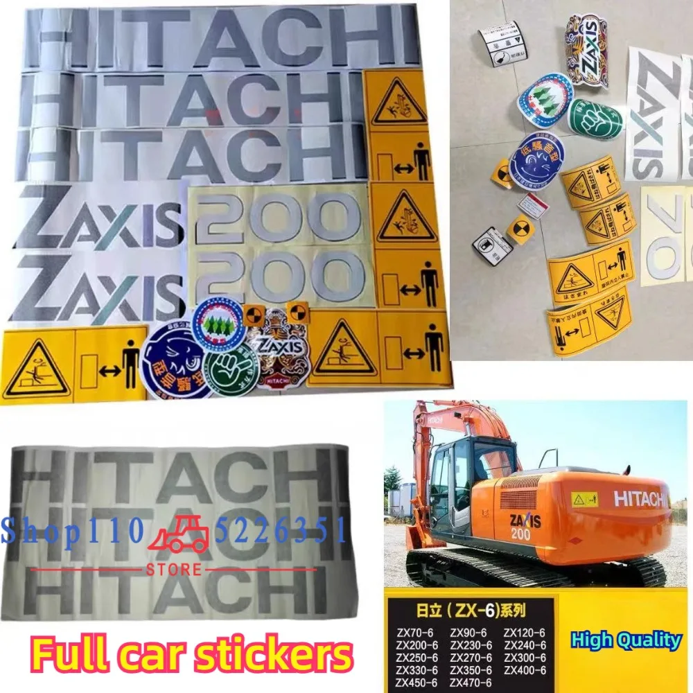 

For Hitachi ZAXIS 70/120/200/230/270/330/470-6 Full Excavator Sticker Decal Excavation Locomotive Marking Digger