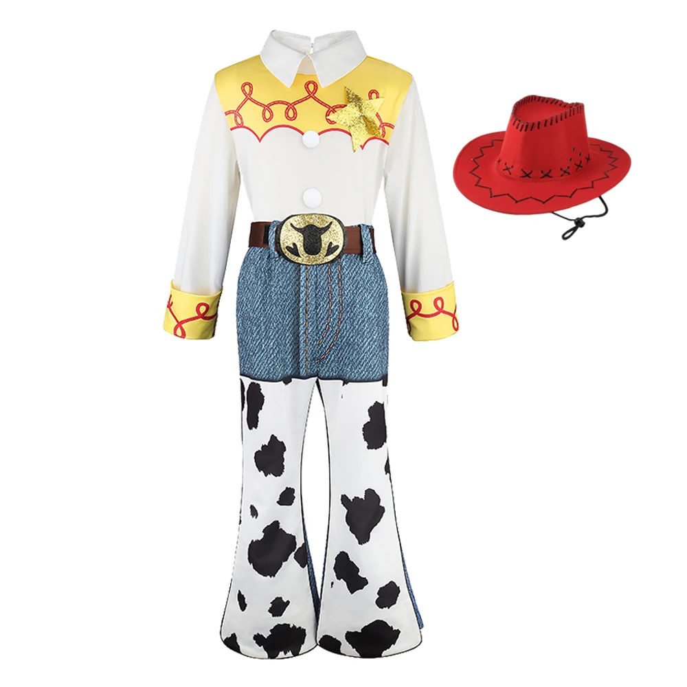 New Movies Kid Jessie Woody Costume Buzz Woody Jumpsuit Sets Girl Cartoon Dress Halloween Cosplay Carnival Party Cowgirl Clothes view 4