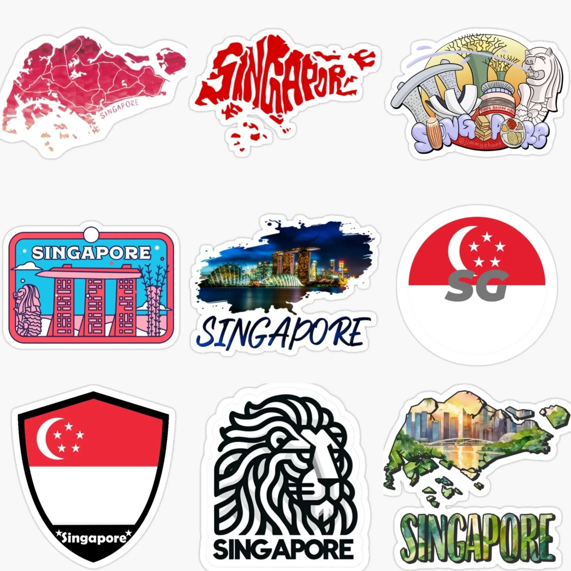 

Singapore SG Flag Map Merlion Emblem Creative PVC Sticker for Decorate Car Bicycle Helmet Window Wall Fridge Decal Accessorie