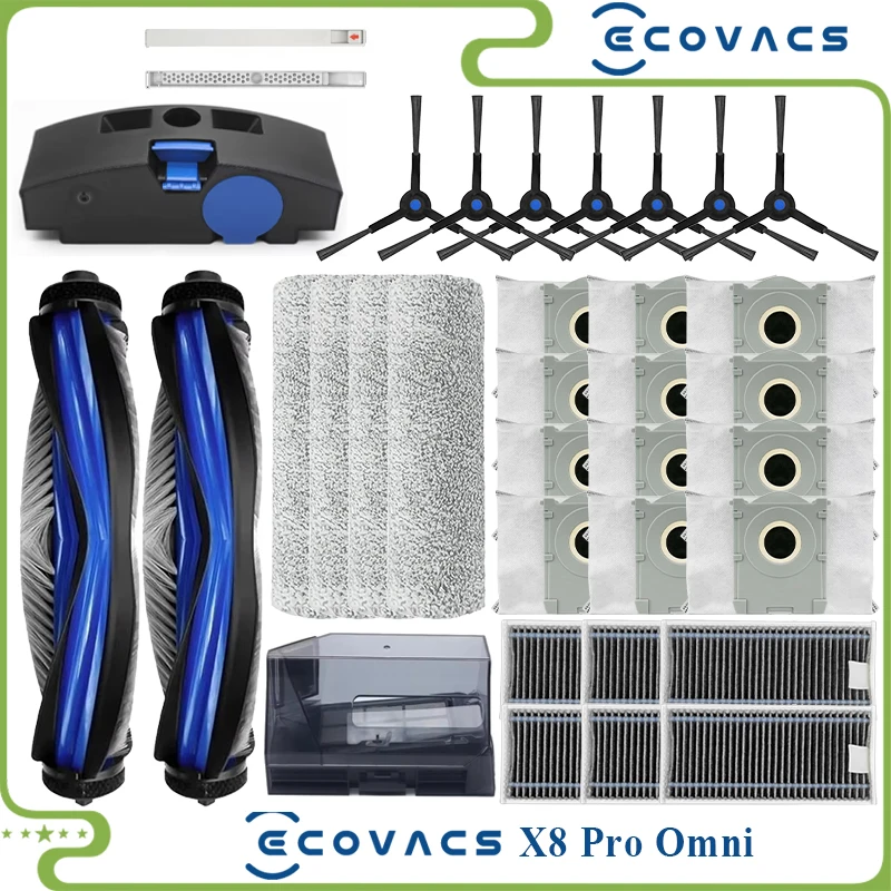 Fit For ( 에코백스 ECOVACS X8 PRO OMNI / X8 PRO PLUS AI, Yeedi S14 Plus) Parts Main Roller Side Brush Filter Mop Cloth Dust Bag