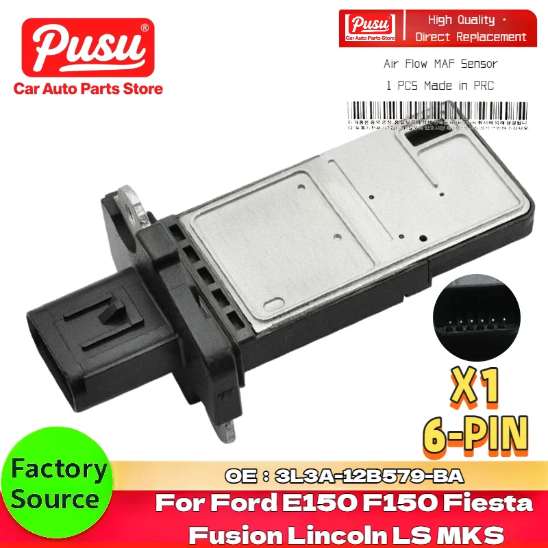 Sensor MAF de Flujo de Aire para Automóvil 3L3A-12B579-BA 3L3A12B579BA 3L3Z12B579BA para Ford E150 F150 Fiesta Fusion Lincoln LS MKS