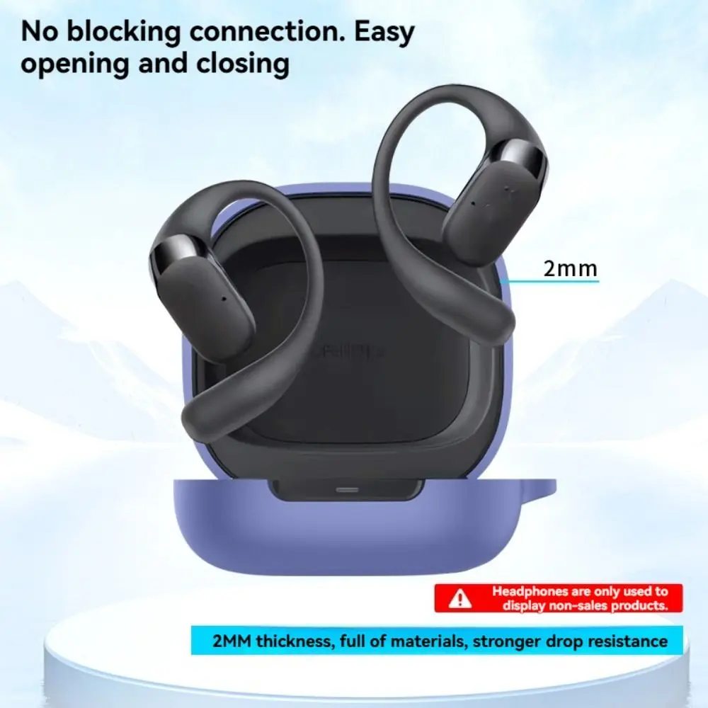 حافظة سماعة أذن من السيليكون مقاومة للصدمات ومضادة للخدش صندوق شحن مع خطاف مضاد للسقوط سماعات أذن لـ OpenFit 2 T920