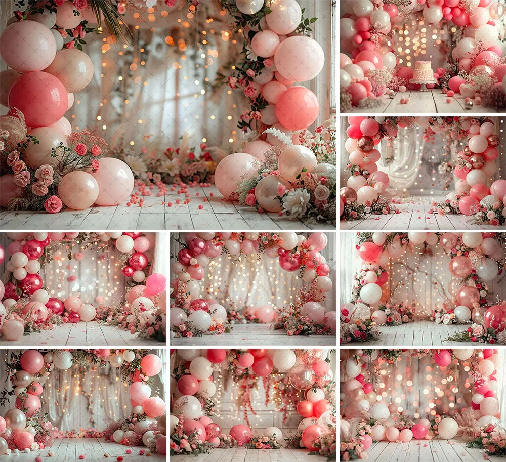 Mehofond Photography Background Valentine's Day Flowers Balloon Kids Birthday Cake Smash Portrait Decor Backdrop Photo Studio