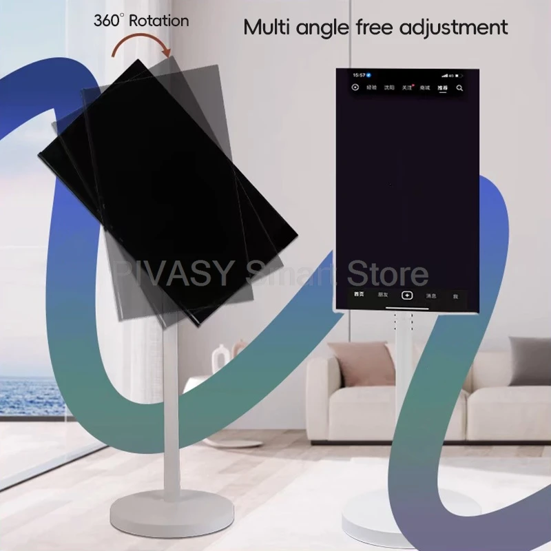 24-32 インチローリングモバイル TV カート用ホイールフラットスクリーン 360 °   調整可能、回転可能、スイベルマウント付きポータブルフロアテレビホルダー