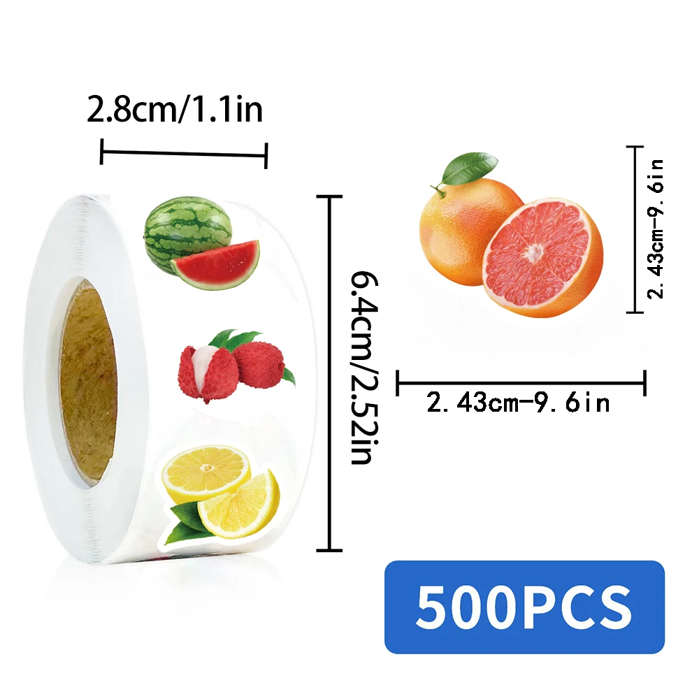 500pcs Cute Fruit Roll Stickers Notebook Fruits Balloon Banner Stationery Refrigerator Phone Insect Laptop Happy Luggage Sticker