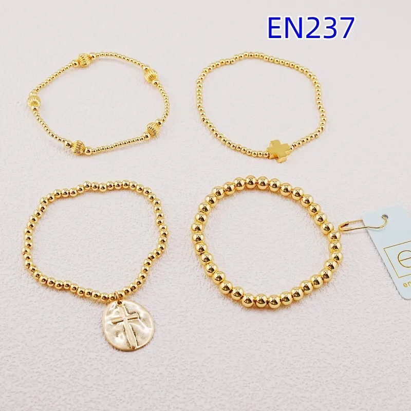 VKVVA Fashion Jewelry Gold-Plated Cross Inspired Beaded 4pcs Bracelet Set for Women Birthday Gifts, Unique Gift