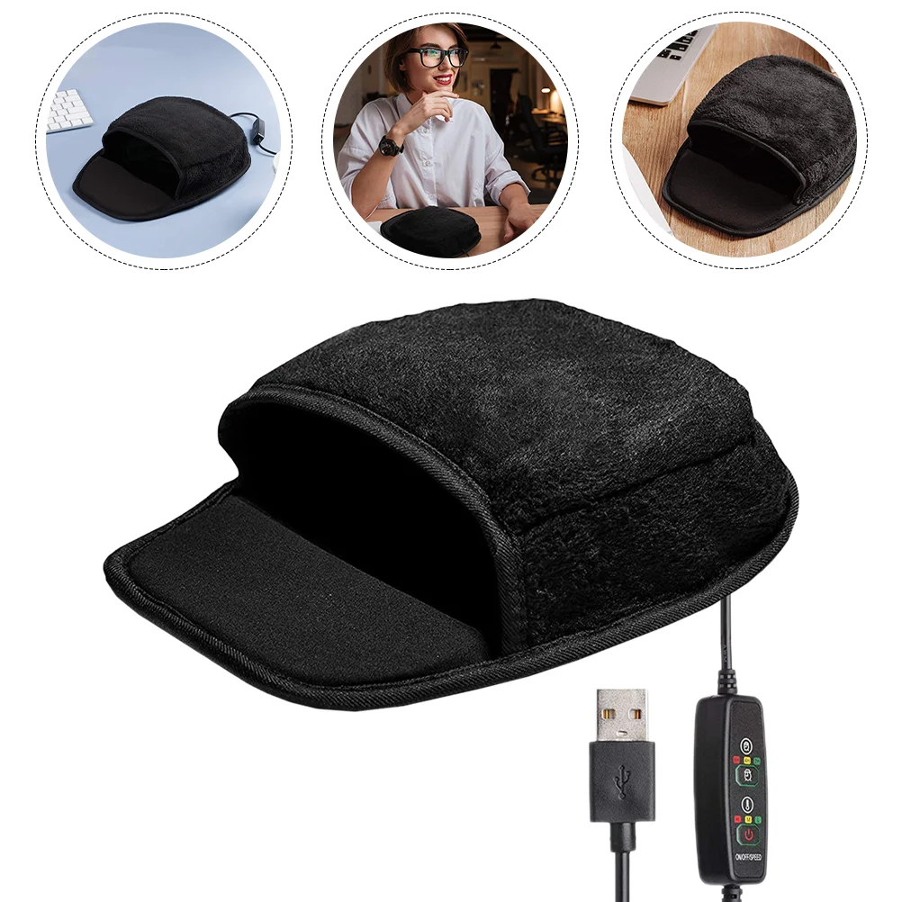 

Hand Warmer Heating Mouse Pad Plush Office Desk Home Laptop Black Computer Thick Cushion