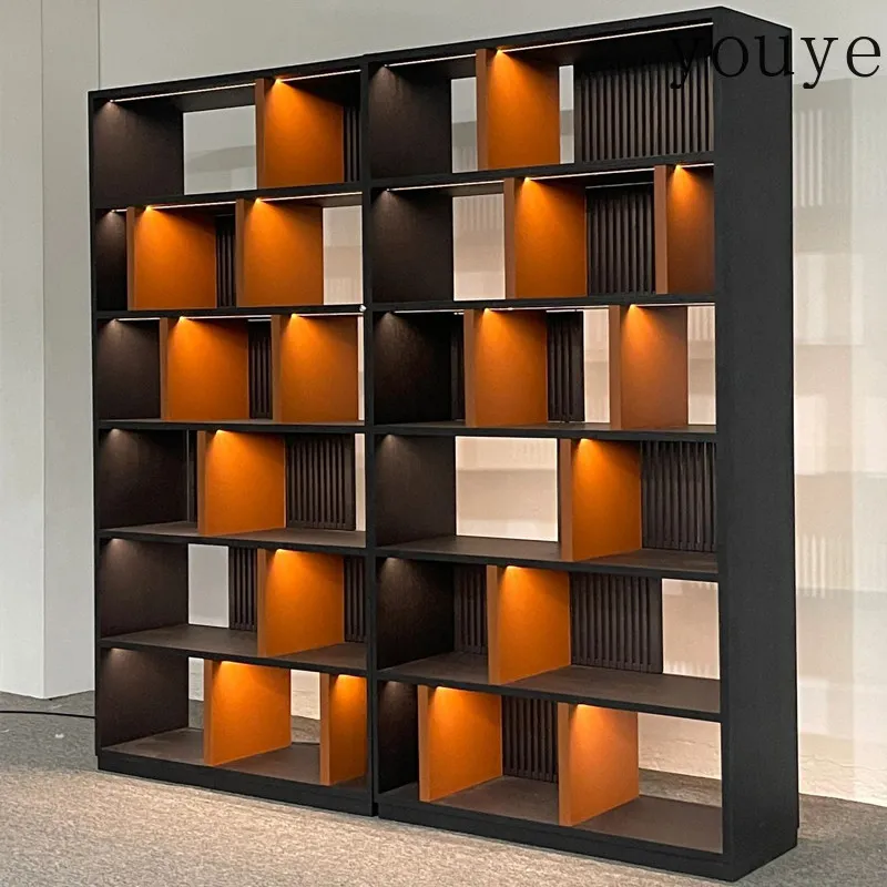 Light luxury solid wood multi-layer modern ash wood bookshelf simple storage shelf study open bookcase customization
