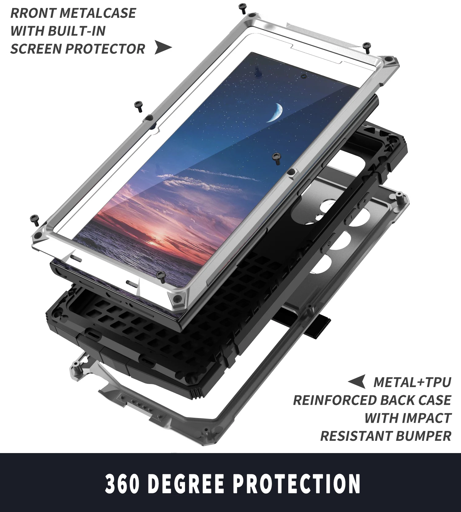 Camera+Screen Protective Glass Case for Samsung Galaxy S25 Ultra S24 S23 S22 Plus S21 FE Note 20 Heavy Metal Shock proof Cover