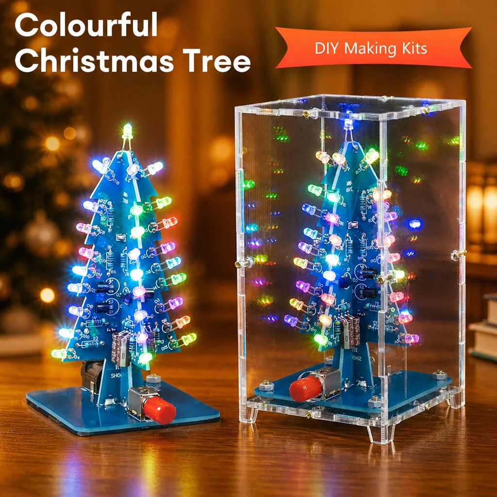 Three-Dimensional 3D Christmas Tree LED DIY Kit Colorful LED Flash Circuit Kit Electronic Fun Suite