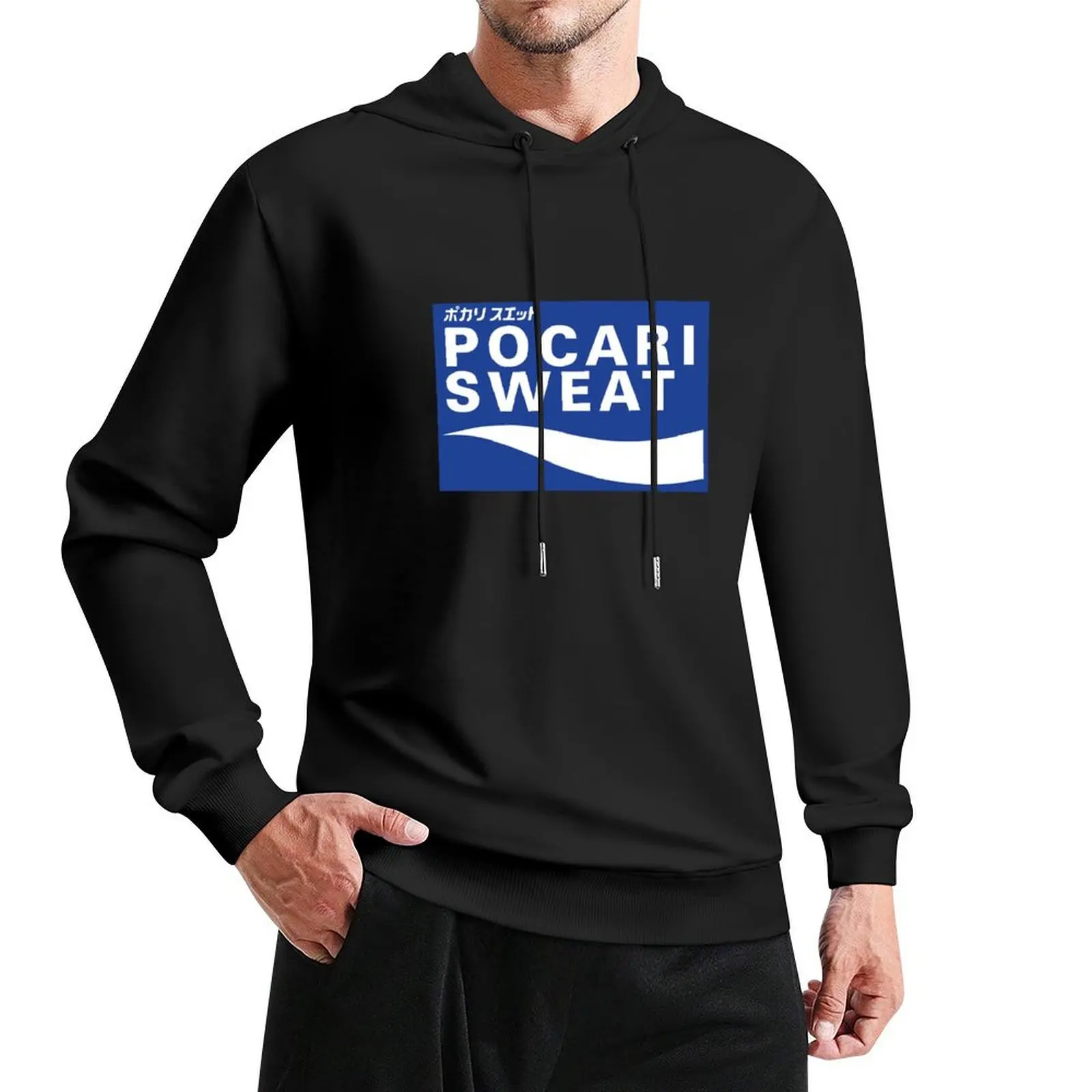 

POCARI SWEAT on blue background Pullover Hoodie male clothes autumn clothes blouse pullover