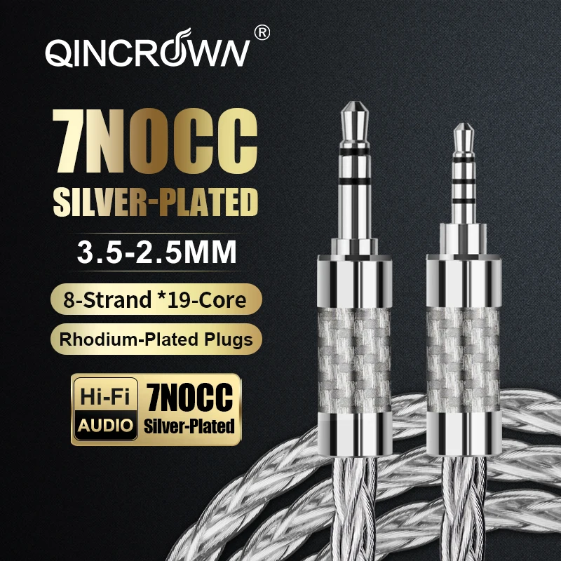 QINCROWN 7N OCC 2.5mm to 3.5mm Balanced Cable, HiFi Audiophile Audio Cord for Headphone DAP Amp Audio Player