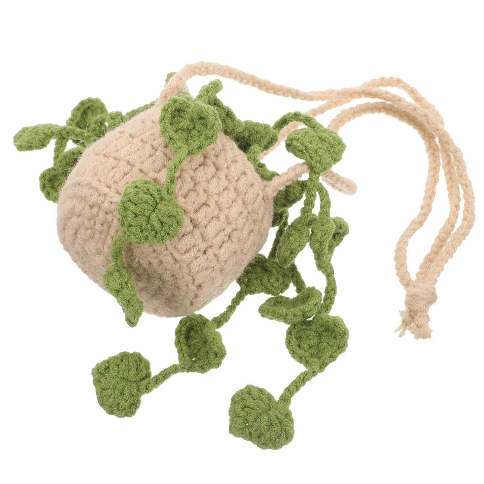 

Creative Car Hanging Decoration Crochet Flower Basket Rearview Mirror Pendant Car Interior Accessories Cute Hanging Ornament