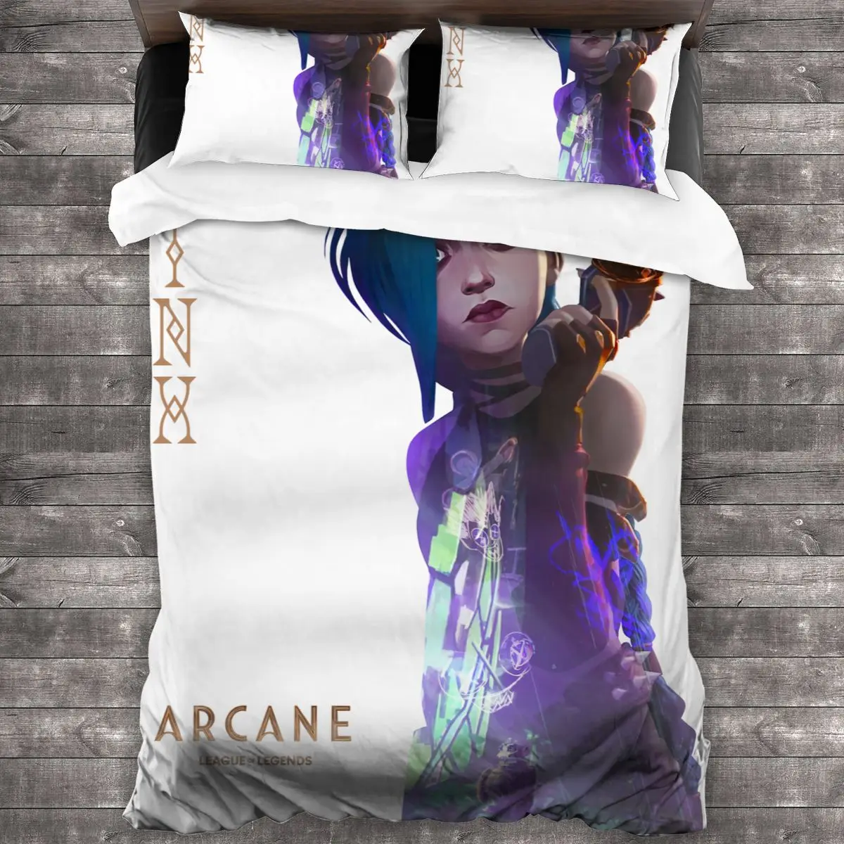 Jinx Single 3D Print Bedding Set Single Double Queen King Size Duvet Cover for Boys Bedroom LoL Jinx Anime 2024 Cover Bed Set