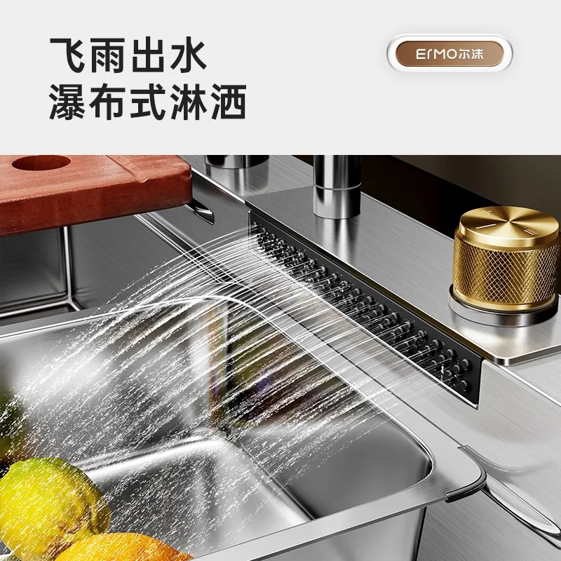 304 nm large single-slot Feiyu Waterfall kitchen handmade stainless steel sink sink sink sink sink sink sink sink household