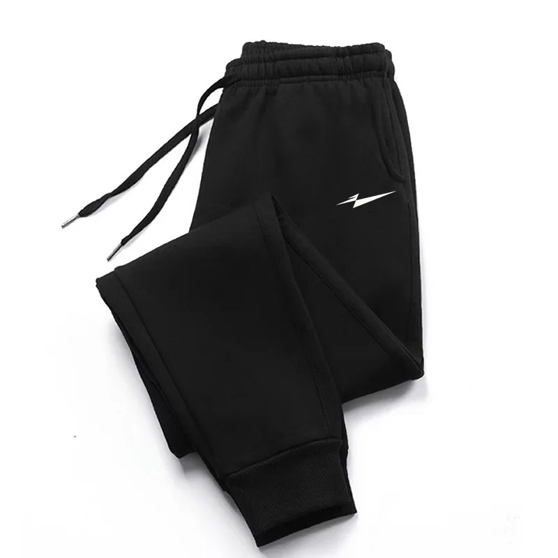 Men Daily Basic Black Jogger Sweatpants Drawstring Side Pockets Elastic Cuff Outdoor Fitness Street Casual Pants
