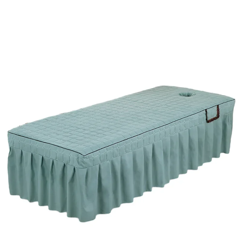 Design simples salão de beleza 4 peças conjuntos de cama para salão de massagem de cílios uso saia de cama, edredom, fronha, conjuntos de capa de cadeira