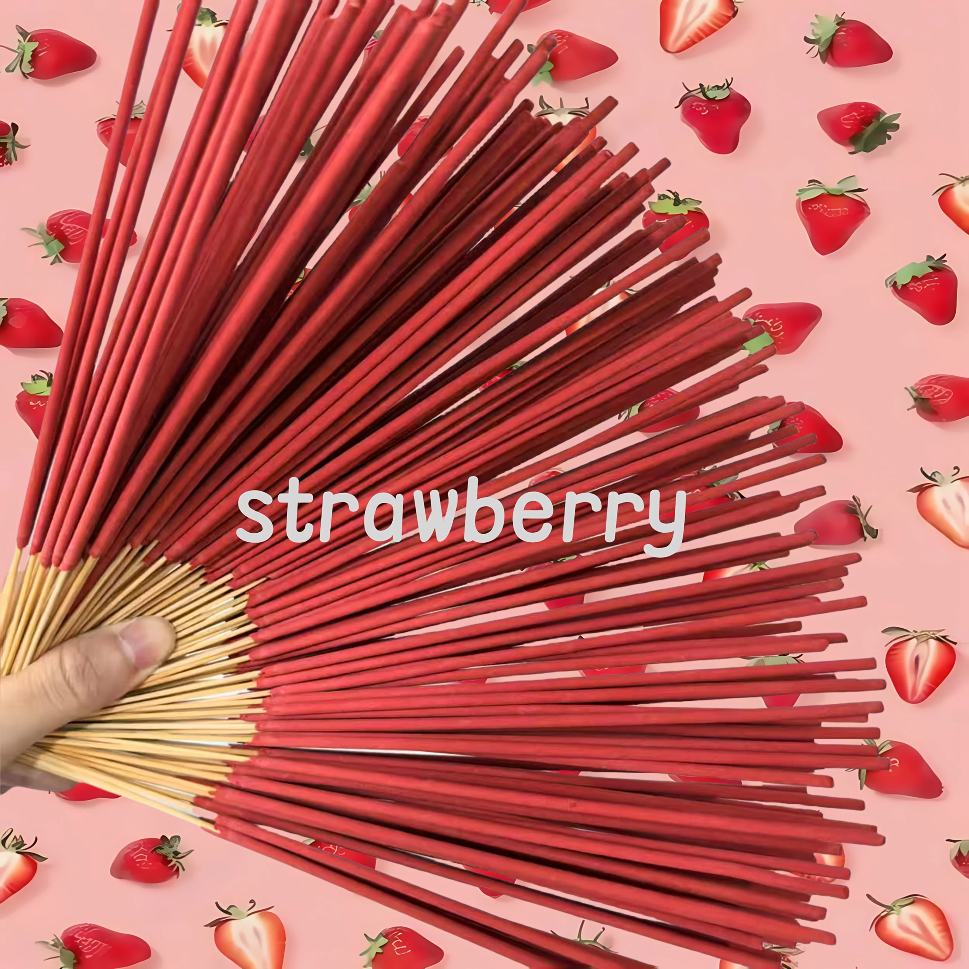 Strawberry-Flavored Handmade Bamboo Aromatherapy Sticks, Soaked in Essential Oils, with a Rich Aroma Contains Little Powder, Suitable for Women, Has a Long-Lasting Fragrance, Suitable for Yoga, Meditation, Deodorization, and Hiking.