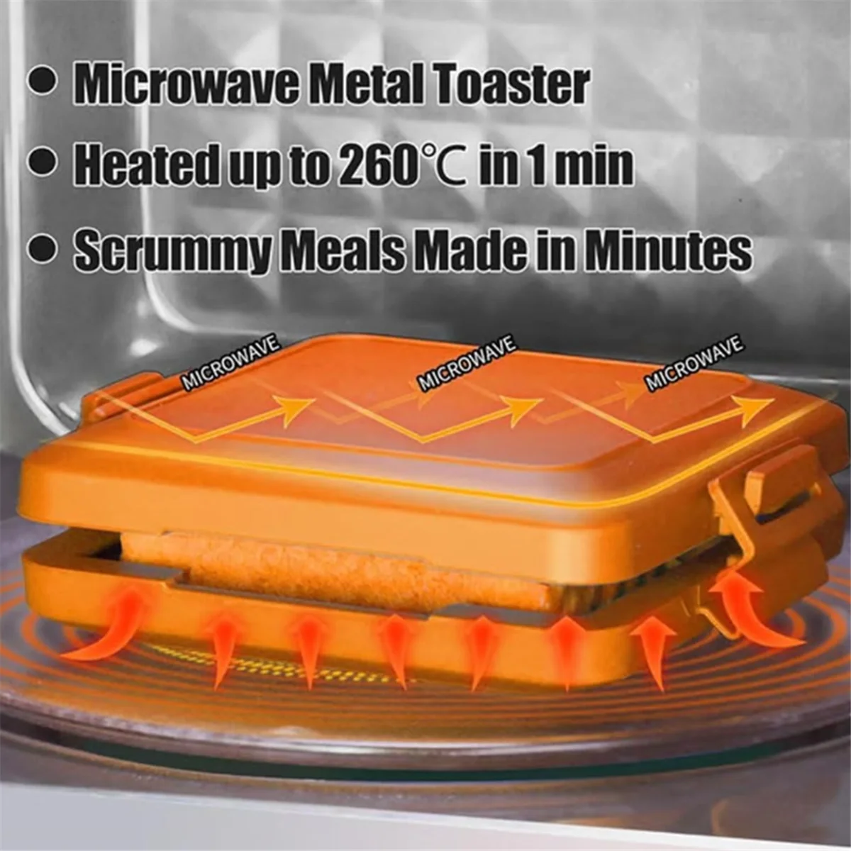 HIWS Microwave Toastie Sandwich Maker Fast Cheese Dishwasher Safe No Electricity Needed Red