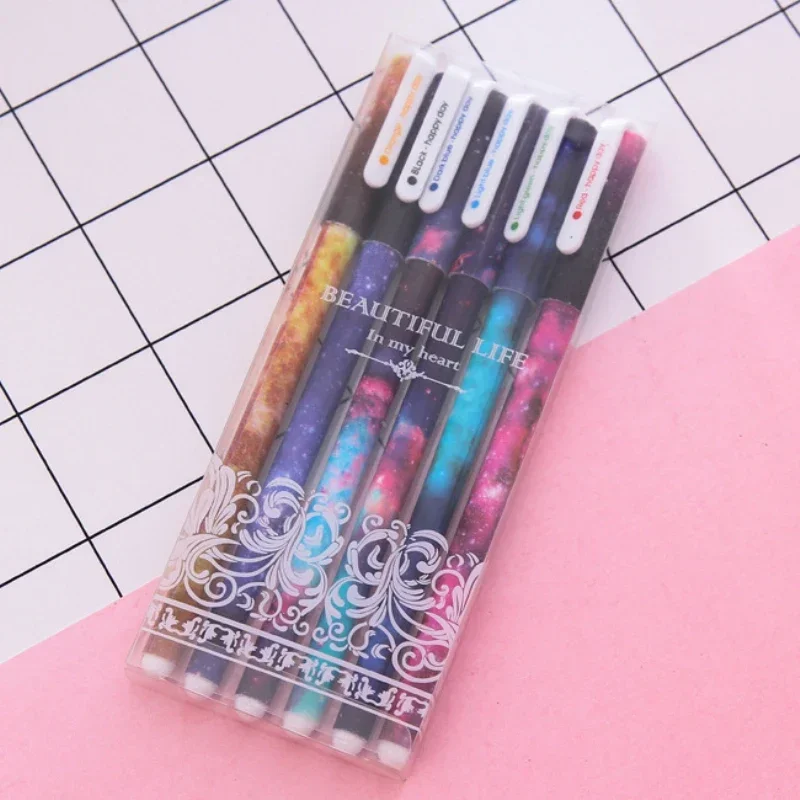 Dots Star Series colored gel pens for writing Cartoon 0.38mm roll pen kids gift Four Types Optional Escolar 6 colors/set